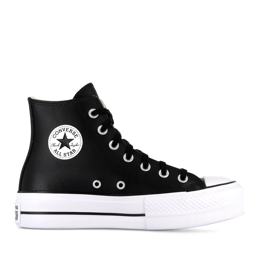 Converse All Star Hi Lift Leather Sneakers - Black/Black/White - Classic High Top Shoes for Men & Women | Perfect for Casual Wear, Street Style & Everyday Fashion