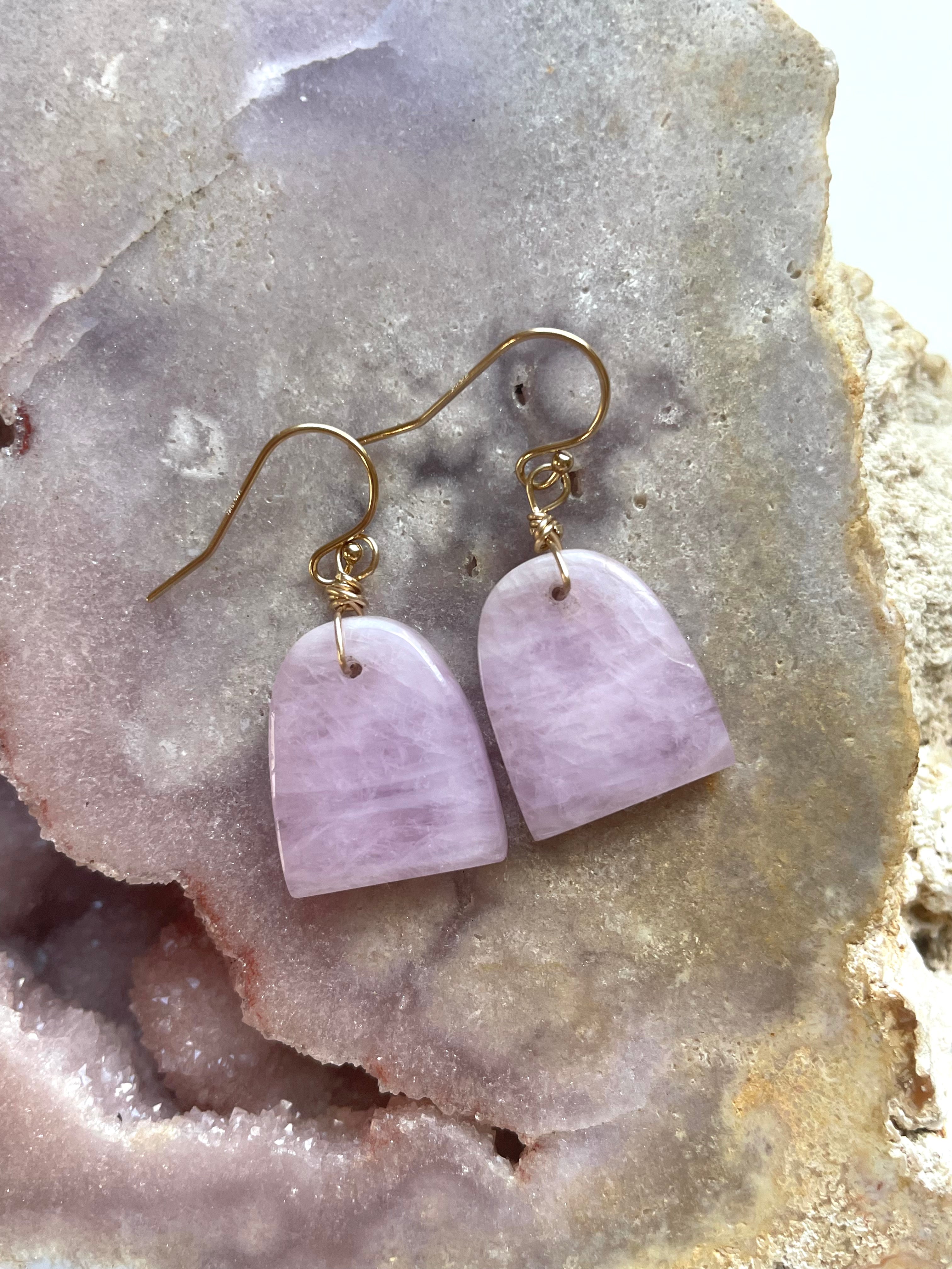 14K Gold Filled Kunzite Stud Earrings for Women - Elegant Pink Gemstone Jewelry for Everyday Wear & Special Occasions