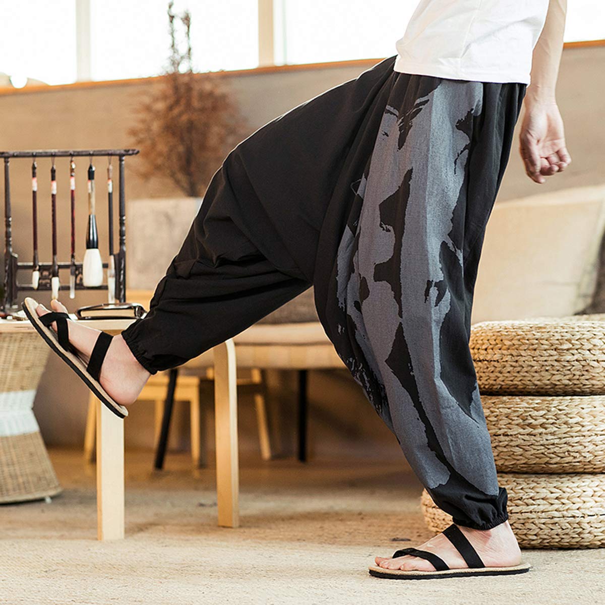 Seidarise Men's Harem Pants - Drop Crotch Lounge Pants, Plus Size Genie Yoga Pants for Men with Balloon Fit | Perfect for Meditation, Yoga & Casual Wear