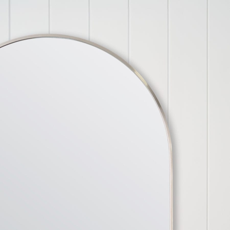 Brushed Nickel Arch Mirror - Elegant Wall Decor for Bathroom, Bedroom & Entryway - Perfect for Modern Home Interiors