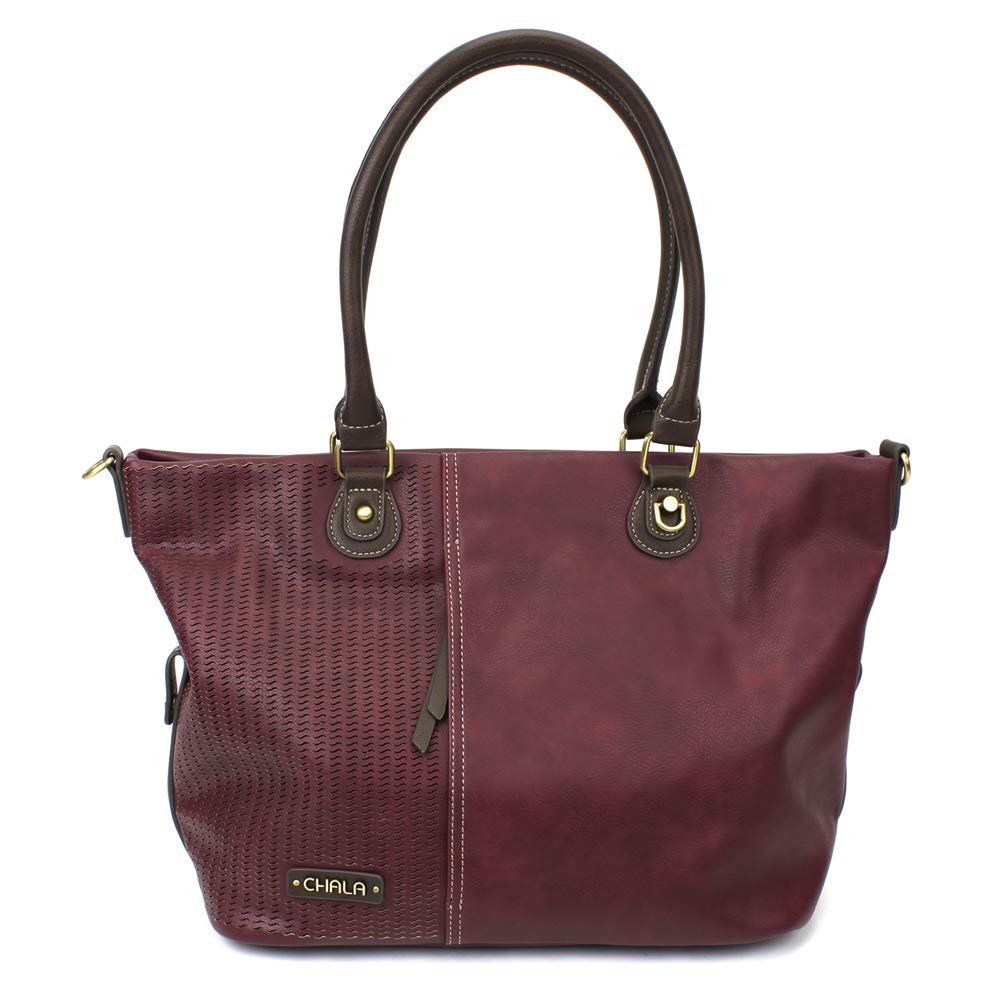CHALA Faux Leather Laser Cut Crossbody Shoulder Bag & Tote Purse - Stylish Plum Color for Women, Perfect for Work, Travel & Everyday Use