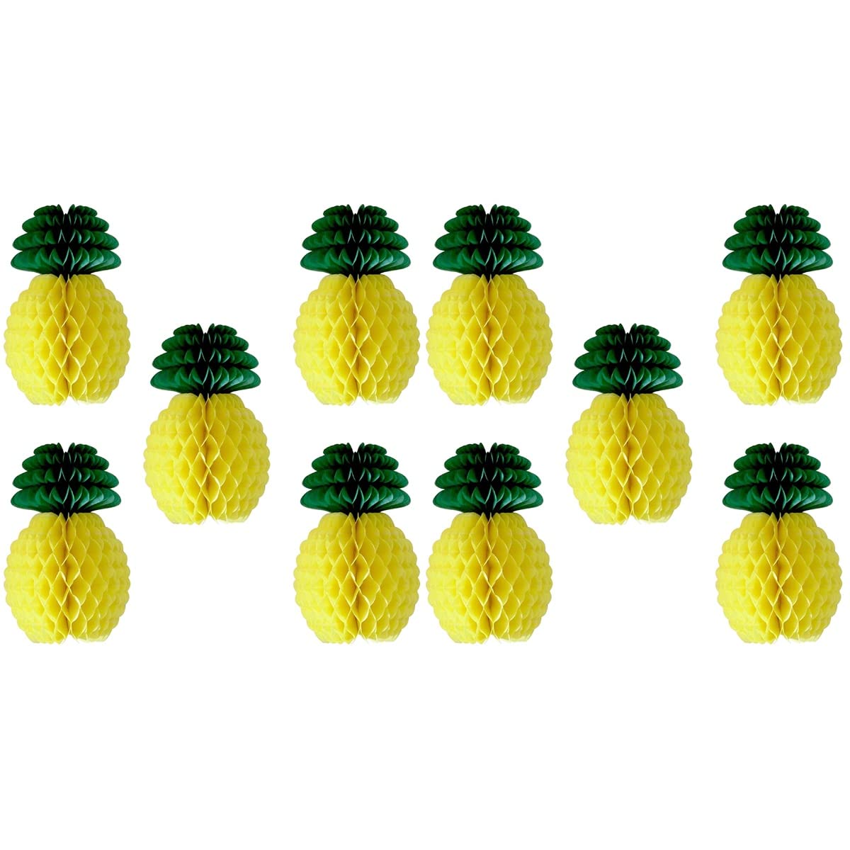 10 Pack Pineapple Honeycomb Paper Decorations - 20cm Tropical Luau Party Supplies for Hawaiian Birthday, Summer Beach Party & Home Decor