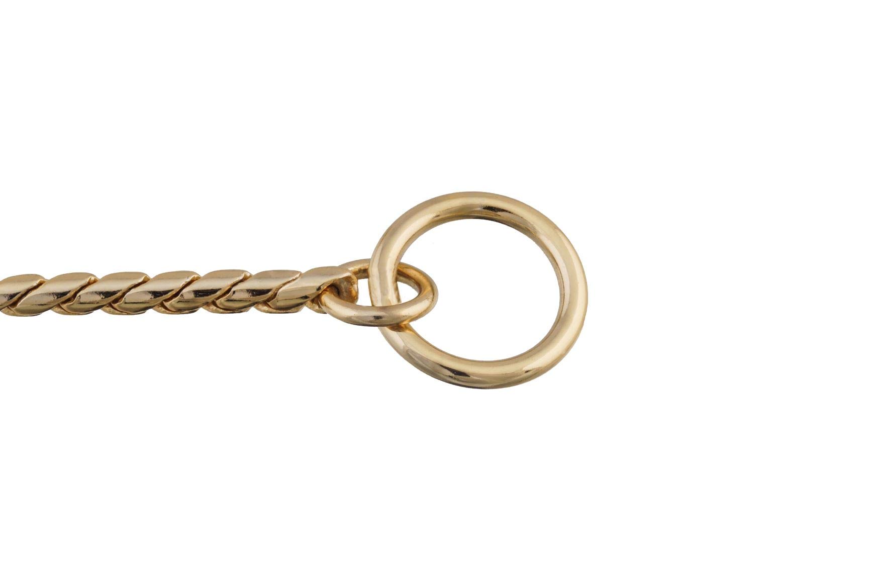 Alvalley Adjustable Metal Chain Dog Collar - Fine Brass Snake Slip Collar for Small Medium Large XL Dogs - Gold 16