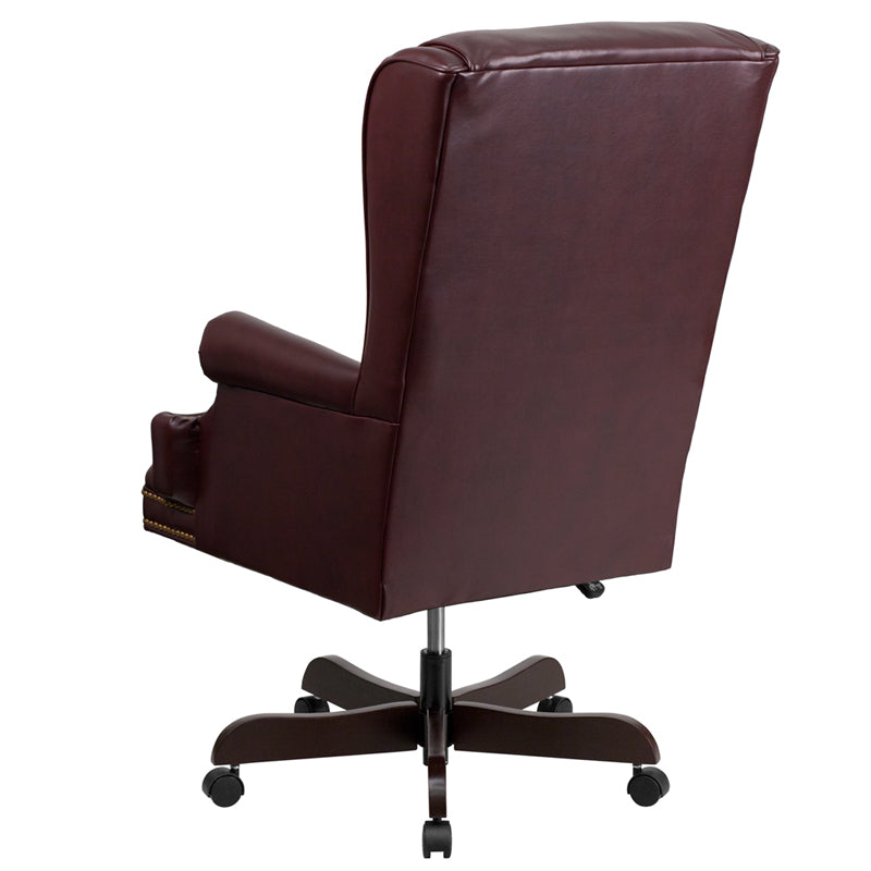 Premium FLASH Ainslie High Back Executive Office Chair - Ergonomic LeatherSoft Design with Tufted Back, Oversized Headrest & Adjustable Arms - Perfect for Home Office, Gaming & Workspace Comfort