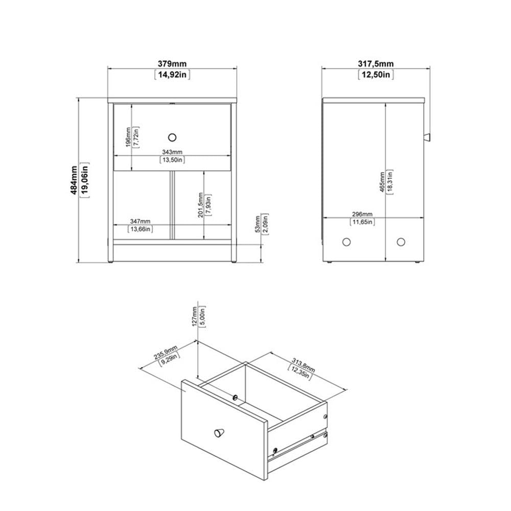 Home Square 4-Piece Bedroom Furniture Set with Dresser, 3-Drawer Chest & 2 Nightstands - Perfect for Master Bedroom, Guest Room & Apartment Decor