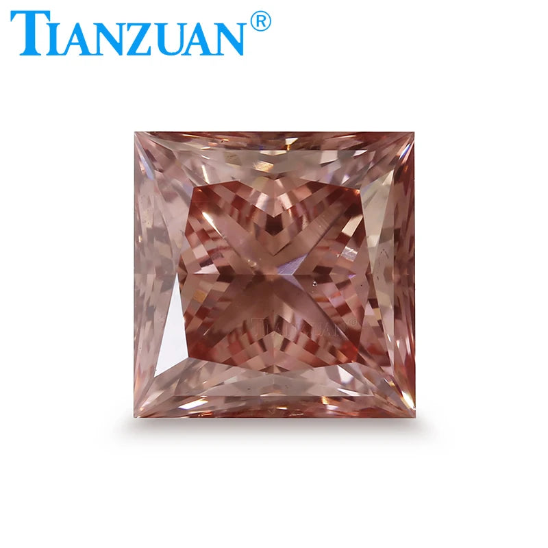 1.69CT Lab Grown Square CVD Diamond - VS1 Clarity, 2EX Cut, Fancy Intense Pinkish Brown Color, GEMID Certified Loose Gemstone for Jewelry Making, Engagement Rings & Luxury Gifts