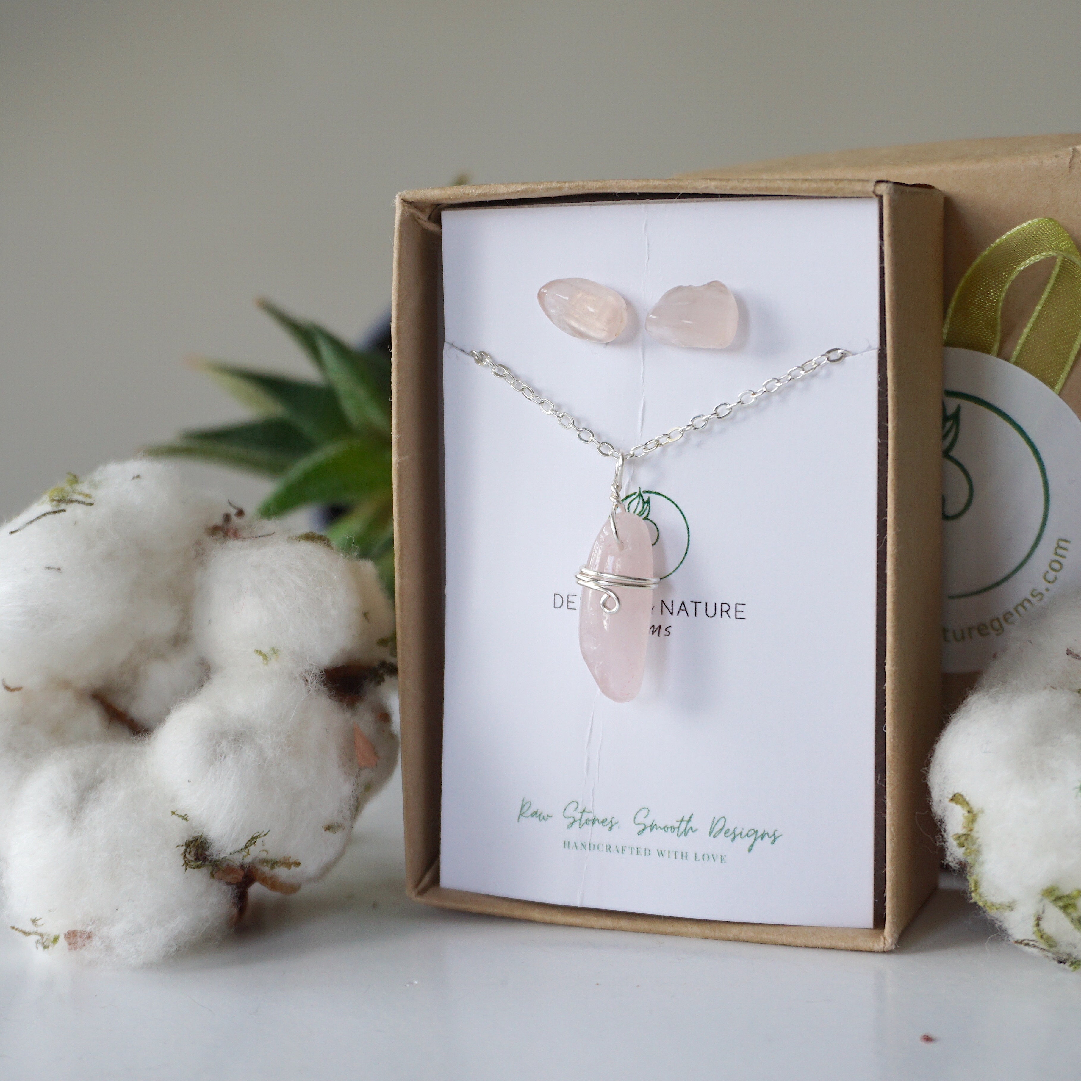 Rose Quartz Charm Set in Sterling Silver - Elegant Jewelry for Healing, Meditation & Spiritual Gifts