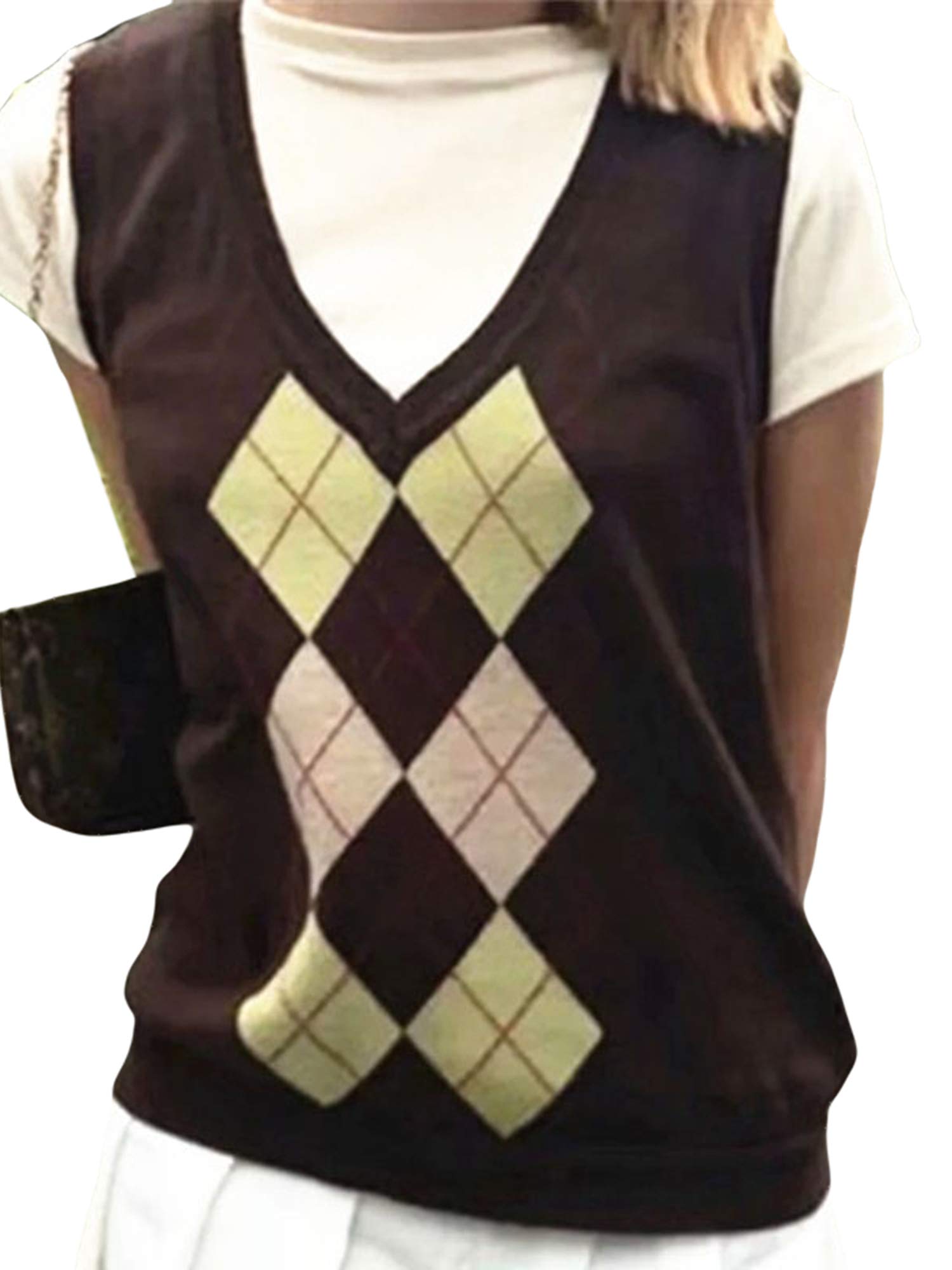 Women's Lattice Knit Sleeveless Sweater Vest - Color Block Preppy Pullover Waistcoat for Casual Outfits | Perfect for Office Wear, Fall Layering & Weekend Outings