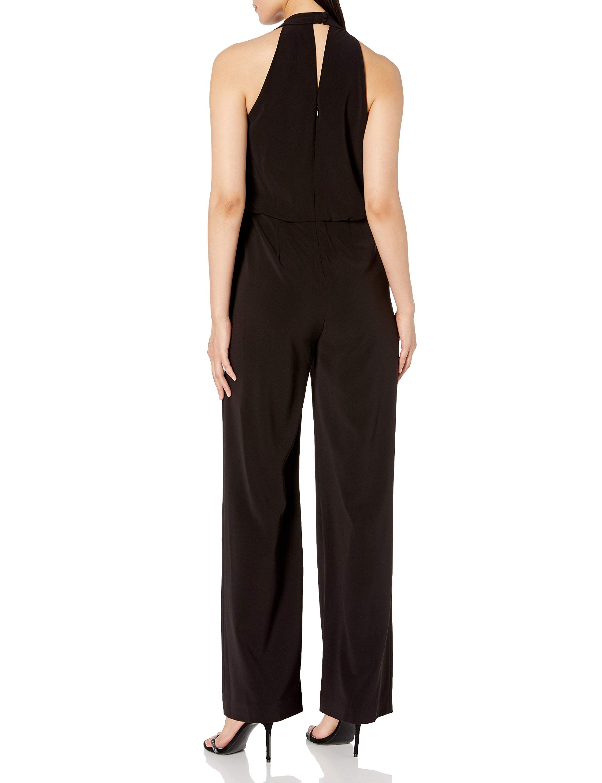 HALSTON Women's Scarf Neck Jumpsuit - Elegant One-Piece Romper for Casual Outings, Date Nights & Office Wear