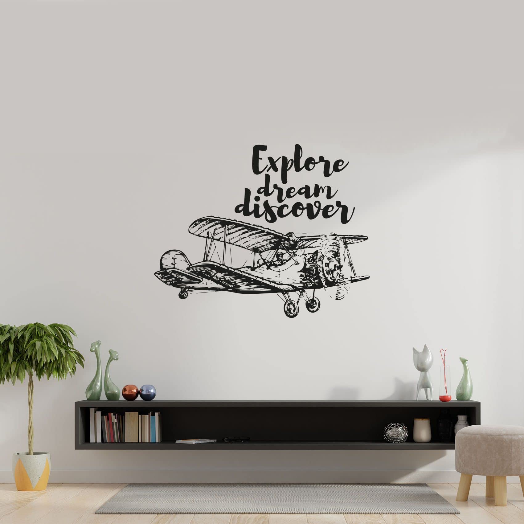 Airplane & Helicopter Wall Stickers for Kids Room - 10x10 Inch Vinyl Decal Art for Bedroom, Nursery & Home Decor - Fun Aviation Themed Wall Art for Boys & Girls - Perfect for Kids' Bedrooms, Playrooms & School Classrooms
