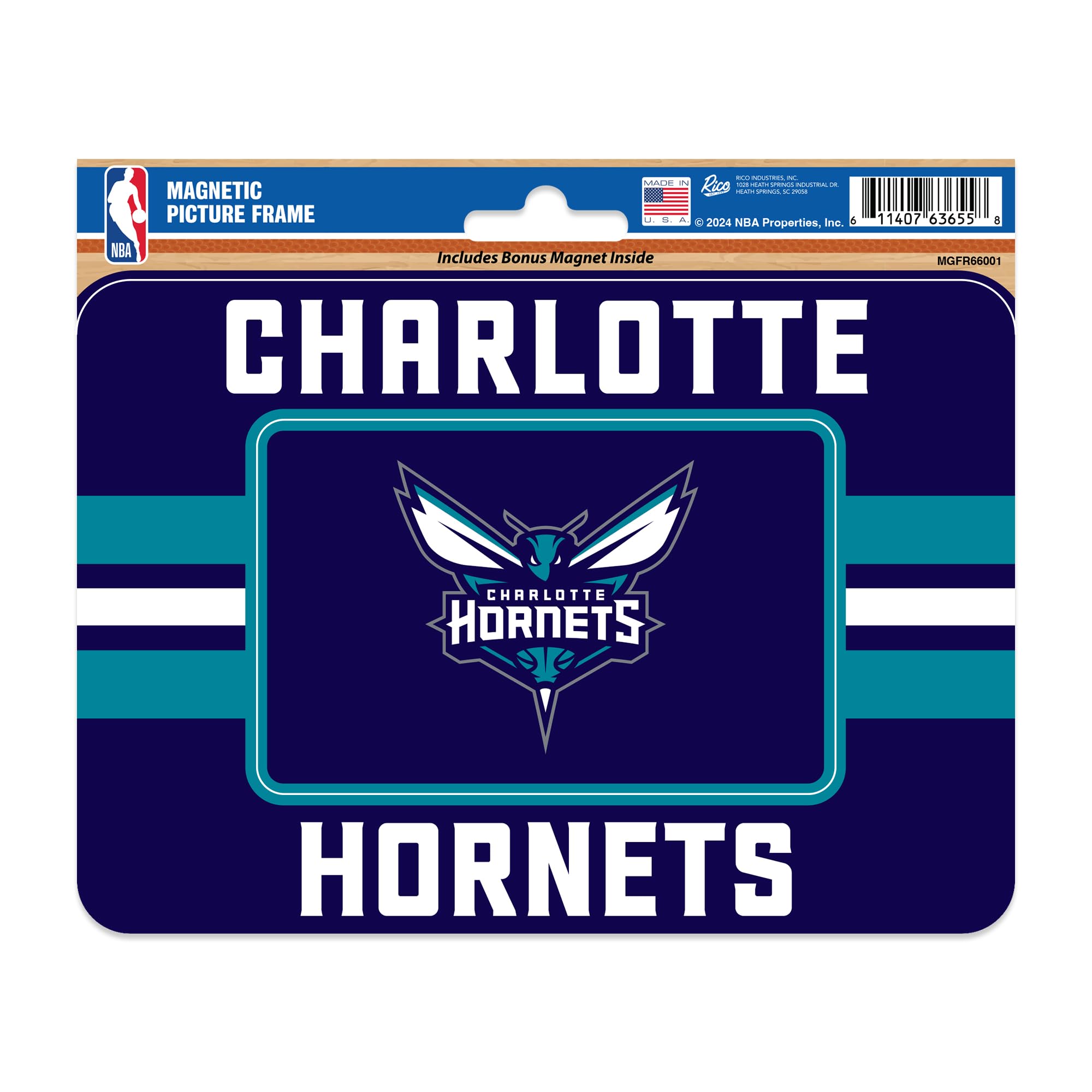 NBA Basketball Stripes Magnetic Picture Frame & Magnet Combo Set (5