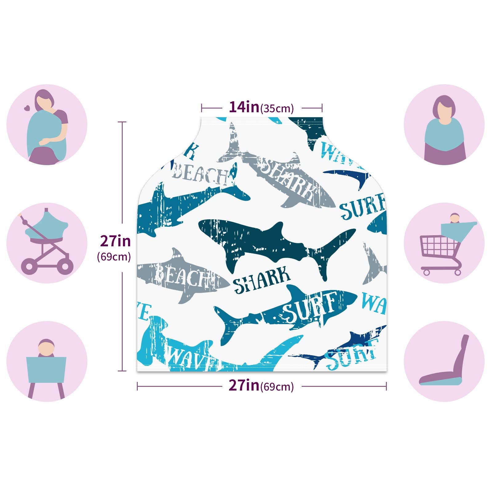 Baby Car Seat Cover & Nursing Scarf - Soft Breathable Stretchable Infant Canopy for Strollers, Beach, Travel - Universal Fit for Boys & Girls | Perfect for Outdoor Activities, Breastfeeding & Sun Protection