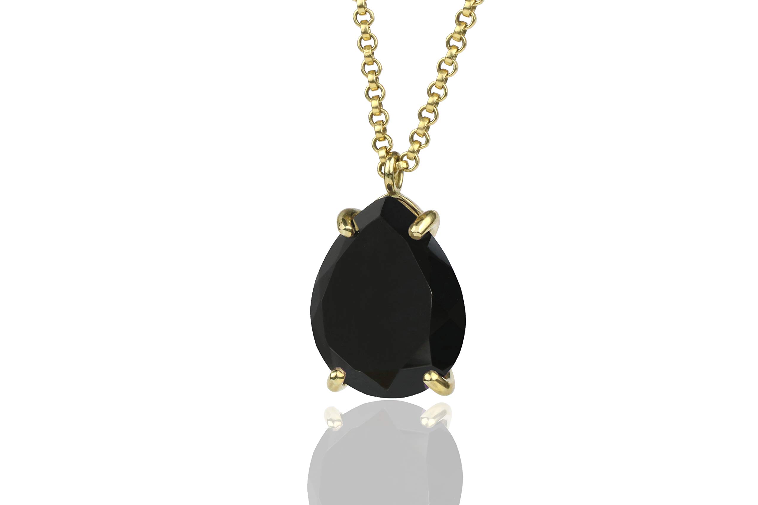 14k Gold Black Onyx Pendant Necklace for Women - Handcrafted Long Statement Necklace with Natural Gemstone - Elegant Bohemian Jewelry for Fashion, Gifts, Bridal & Everyday Wear