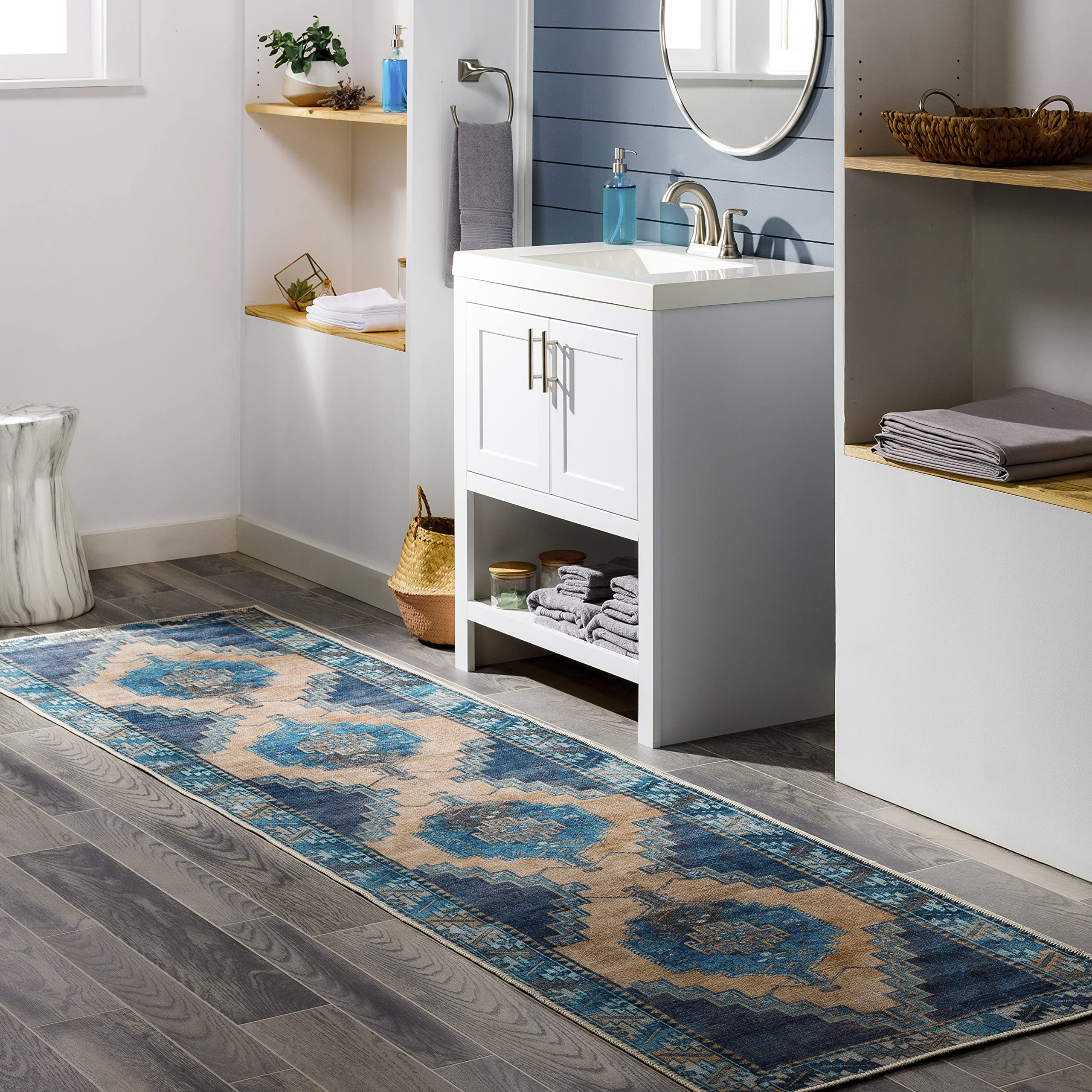 Mark&Day Stalham Traditional Navy Runner Rug 2'7