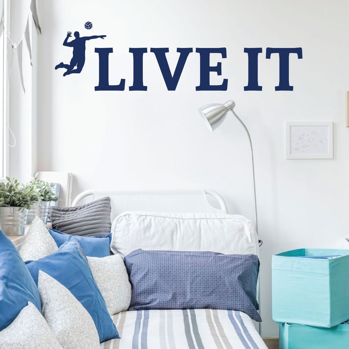 Volleyball Wall Decal - Motivational 'Live It' Vinyl Sticker for Boys Room - Sports Themed Bedroom & Playroom Decor - Perfect for Kids, Teens & Sports Fans