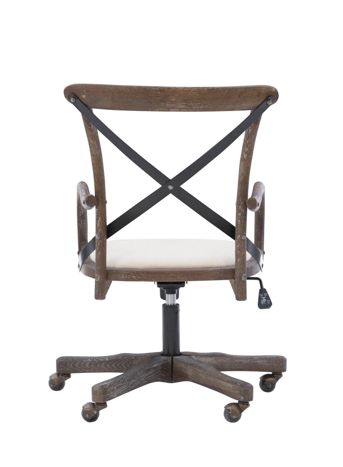 Linon Carson Cafe Office Chair - Ergonomic Gray Wash Fabric Desk Chair for Home & Office Use - Perfect for Work, Study, and Conference Rooms