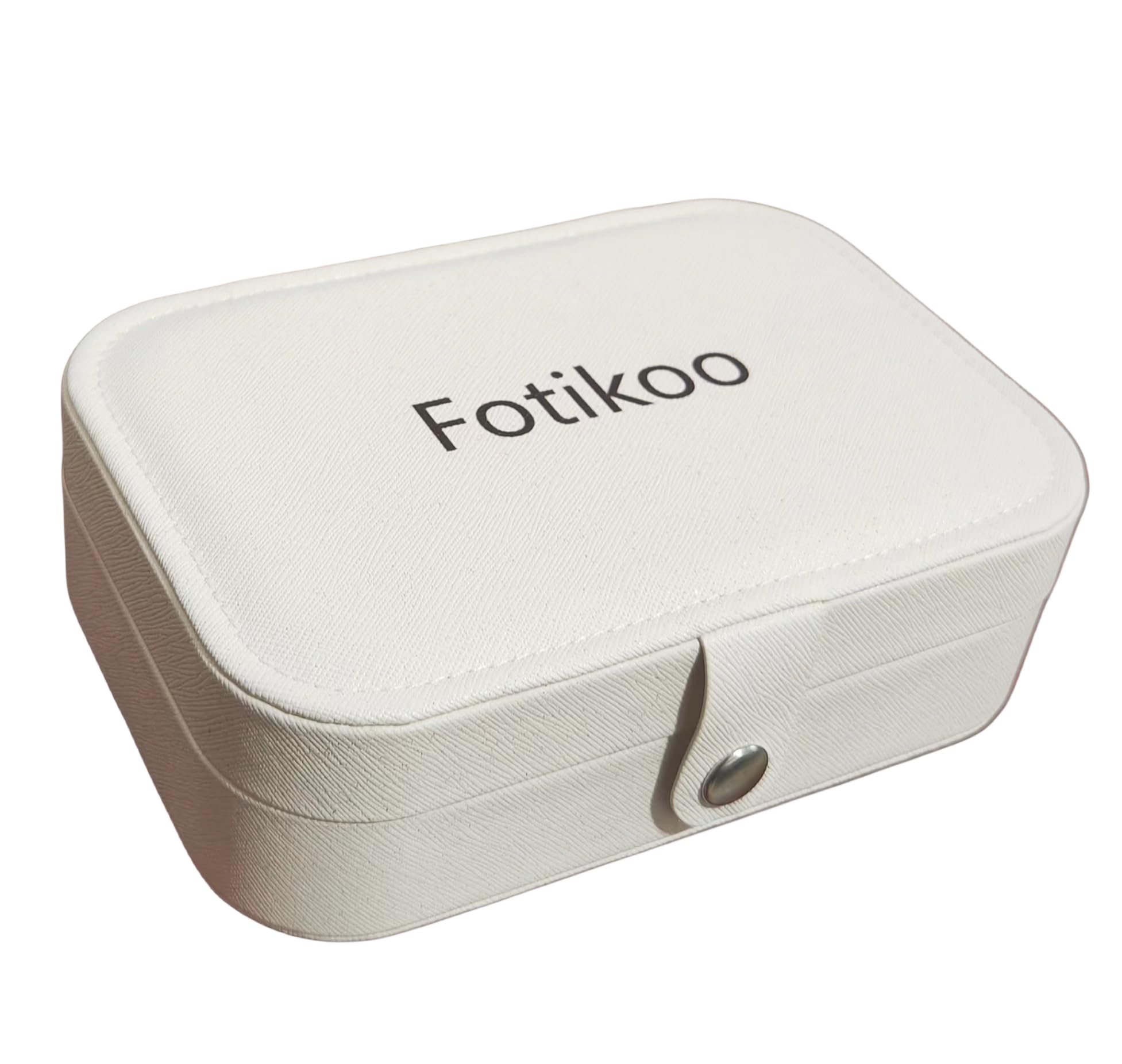 Fotikoo Travel Jewelry Organizer - 2 Layer Jewelry Storage Box for Rings, Earrings, Necklaces & Bracelets | Portable Jewelry Case for Women | Perfect for Vacation, Business Trips & Daily Use