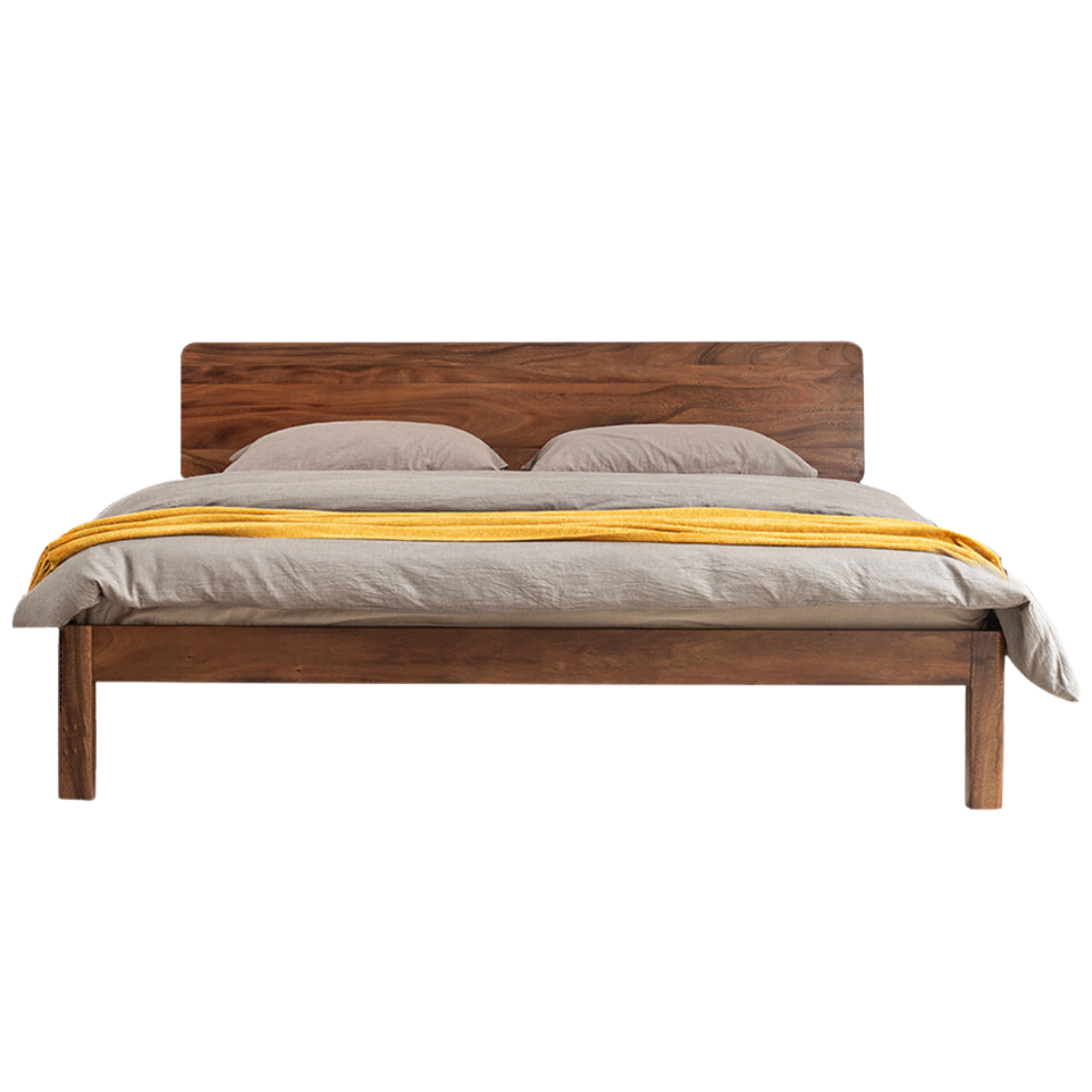 Premium Black Walnut Solid Wood Bed Frame - Queen Size, Handcrafted Hardwood Bed with Sturdy Support - Perfect for Master Bedroom, Guest Room & Farmhouse Decor