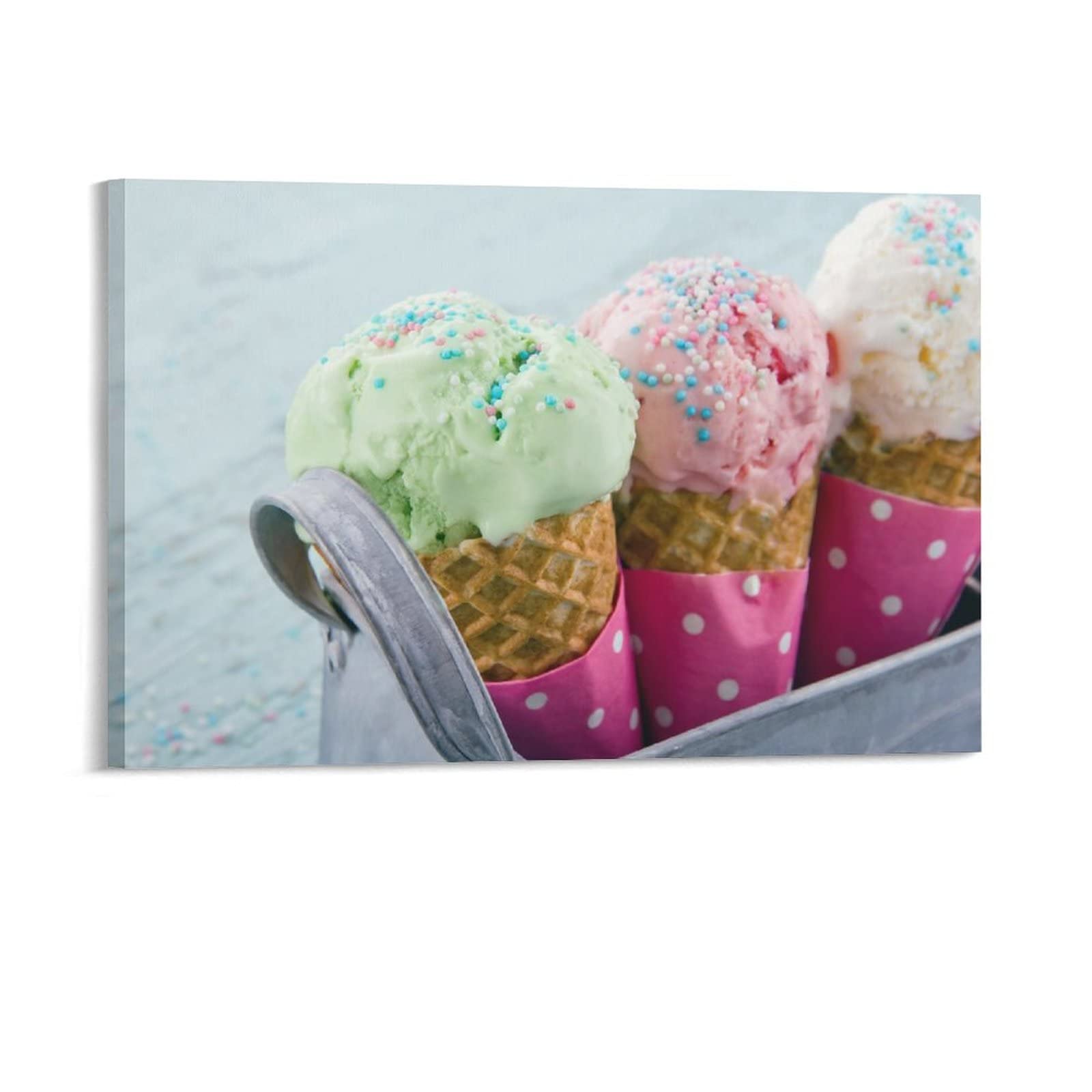20x30cm Ice Cream Food & Drink Canvas Wall Art Poster - Modern Home Decor for Living Room, Bedroom, Office | Landscape Painting Print | Unique Gift Idea for Sports & Food Lovers | Perfect for Kitchen Decor & Dining Room Aesthetics