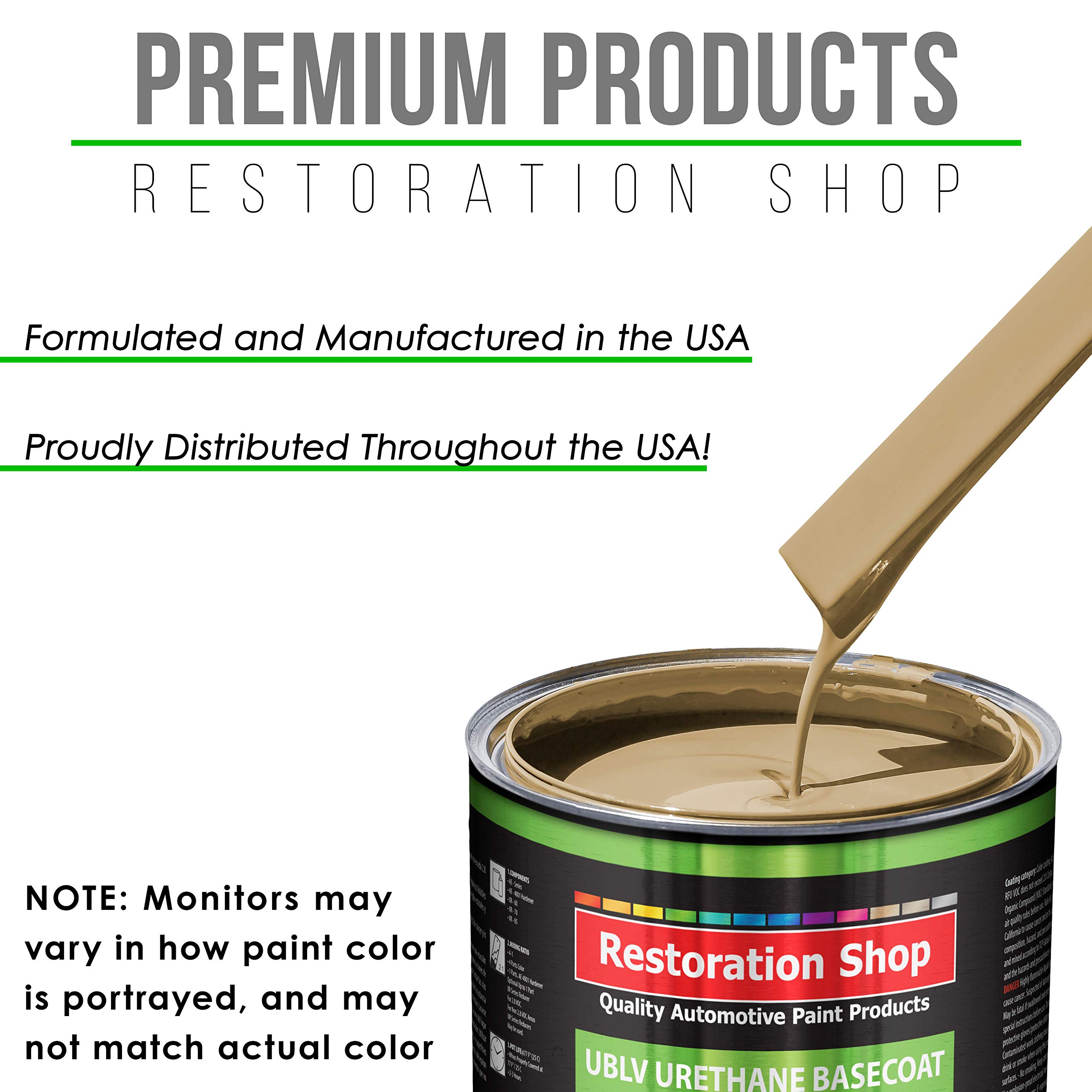 Restoration Shop Shoreline Beige Low VOC Urethane Basecoat Auto Paint - 1 Gallon Professional High Gloss Automotive Refinish Coating for Cars & Trucks - Perfect for DIY Auto Restoration & Professional Body Shop Repairs
