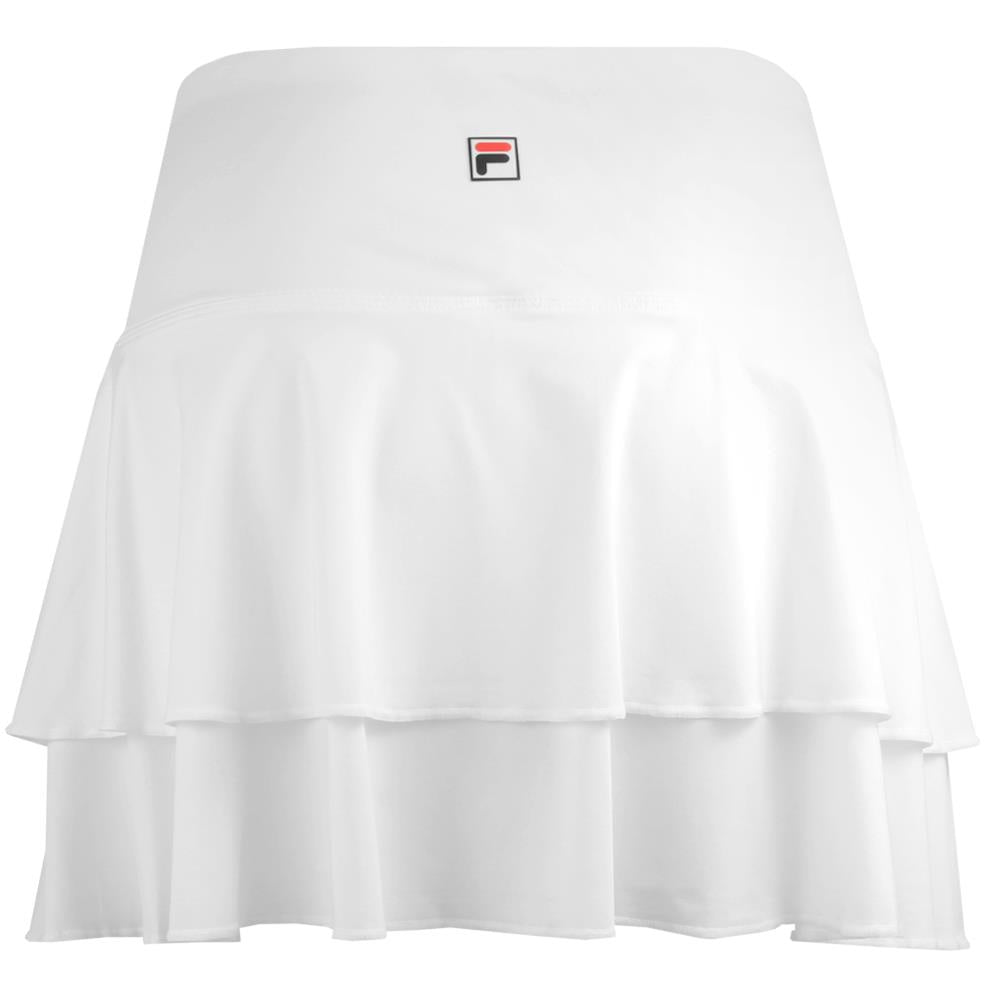 Fila Women's White Ruffle Skirt - Essential Fashion Skirt for Casual Wear, Summer Outfits & Tennis Dresses