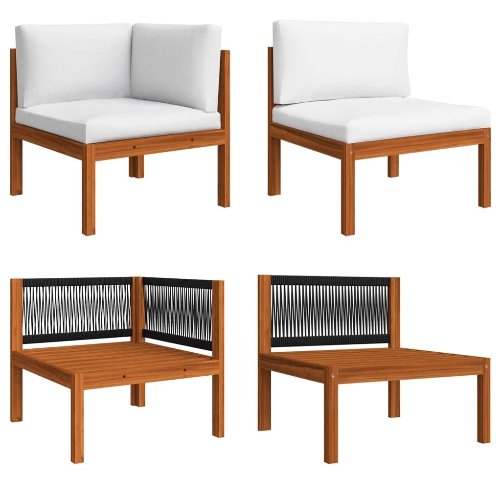 7-Piece Acacia Wood Patio Lounge Set with Cream Cushions - Weather-Resistant Outdoor Furniture with Table, Sofas & Armchair for Garden, Backyard, or Poolside Relaxation