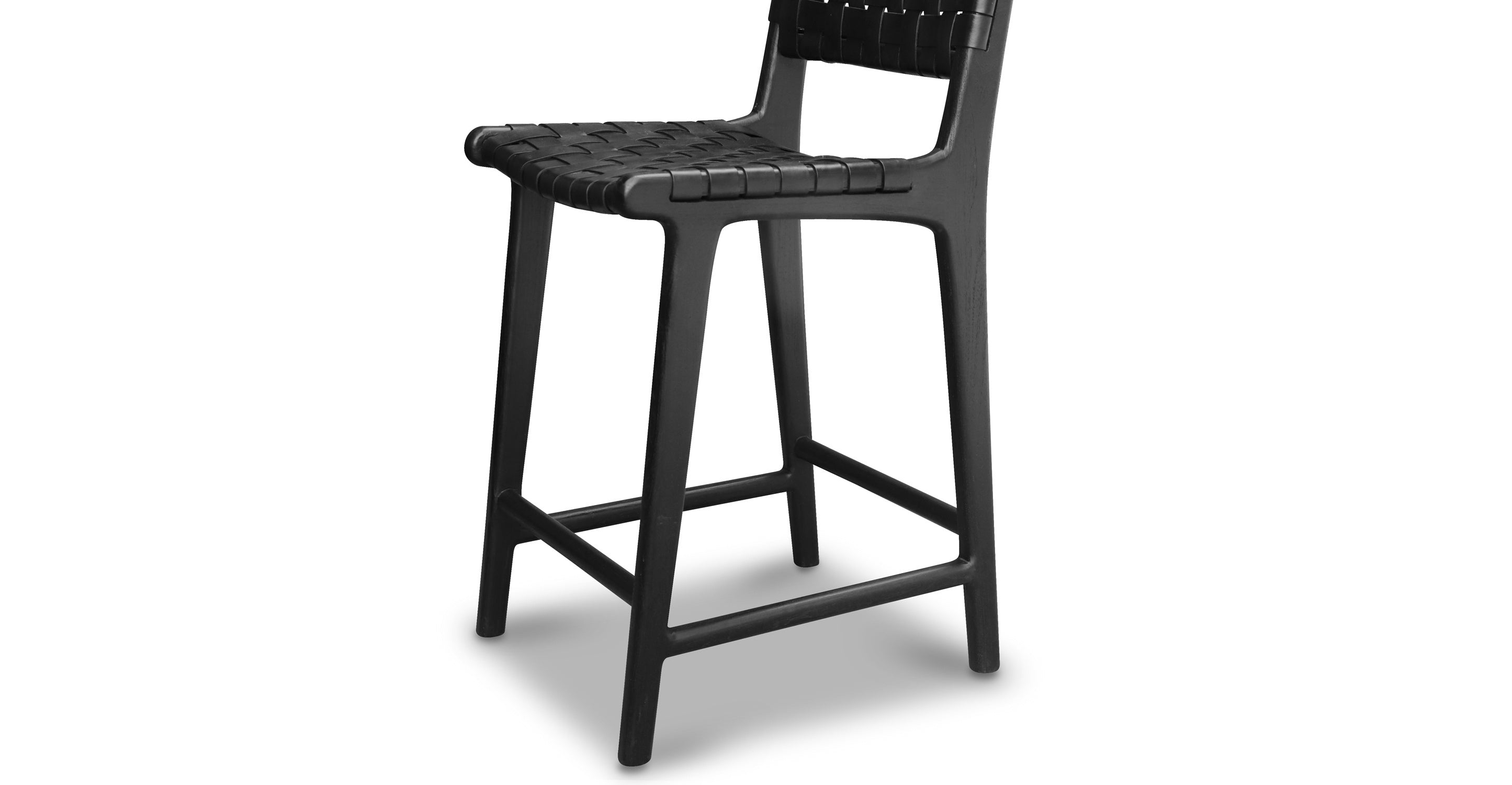 Premium Teak & Leather Counter Height Bar Stool - Modern Kitchen Island & Breakfast Nook Seating - Durable & Stylish for Home, Cafe, and Restaurant Use