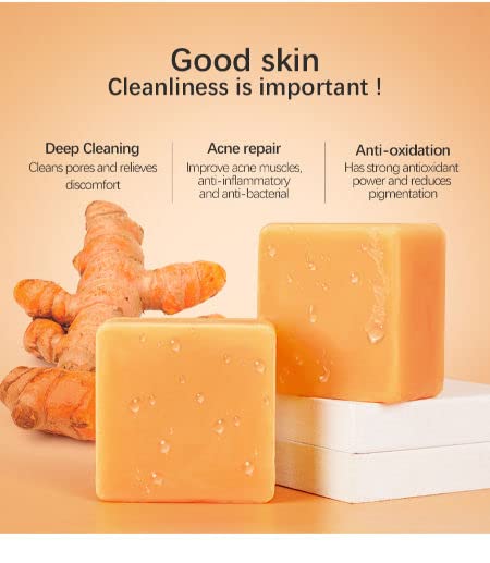 Organic Handmade Goat Milk & Turmeric Soap Bar - 100% Pure Natural Skincare for Glowing Complexion (2 Pack, 100g Each) | Gentle Cleansing for Dry, Sensitive Skin & Daily Face/Body Care