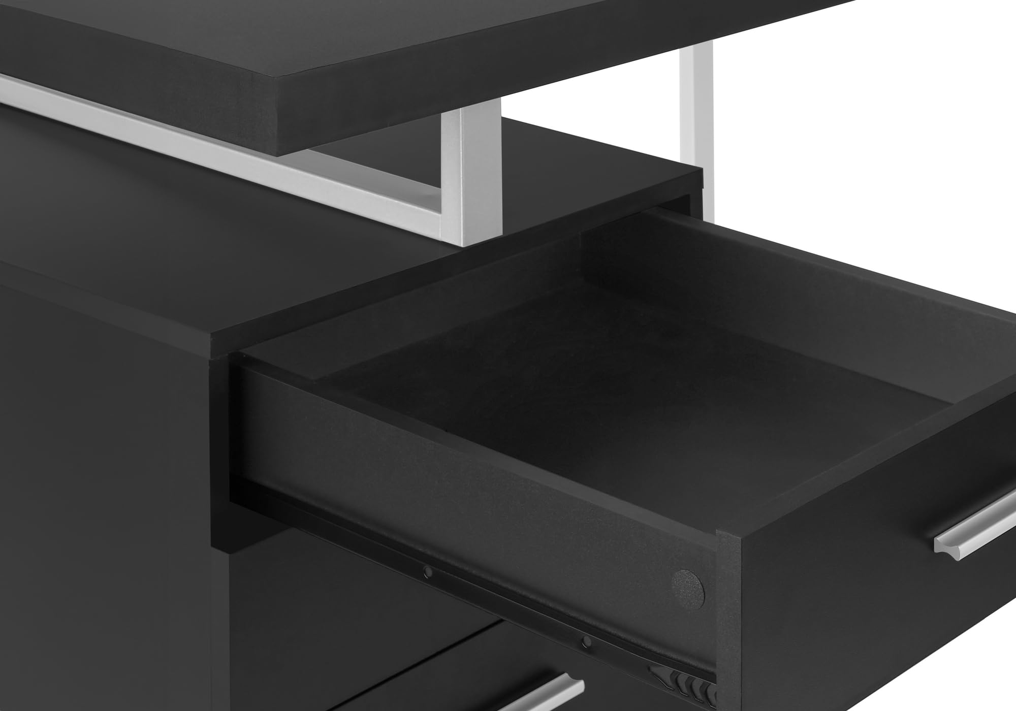 Monarch Specialties I 7649 48-Inch Modern Computer Desk with Storage Drawers - Home Office & Laptop Workstation for Left or Right Setup - Black & Grey Metal Laminate Contemporary Design - Perfect for Small Spaces & Remote Work