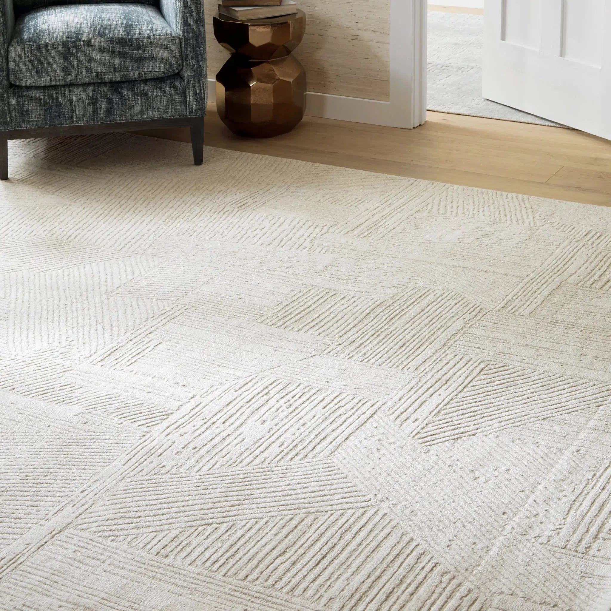 Dash & Albert Adrian Beige Handwoven Wool Rug - Soft & Durable 5'x8' Area Rug for Living Room, Bedroom & Home Decor | Eco-Friendly Natural Fiber