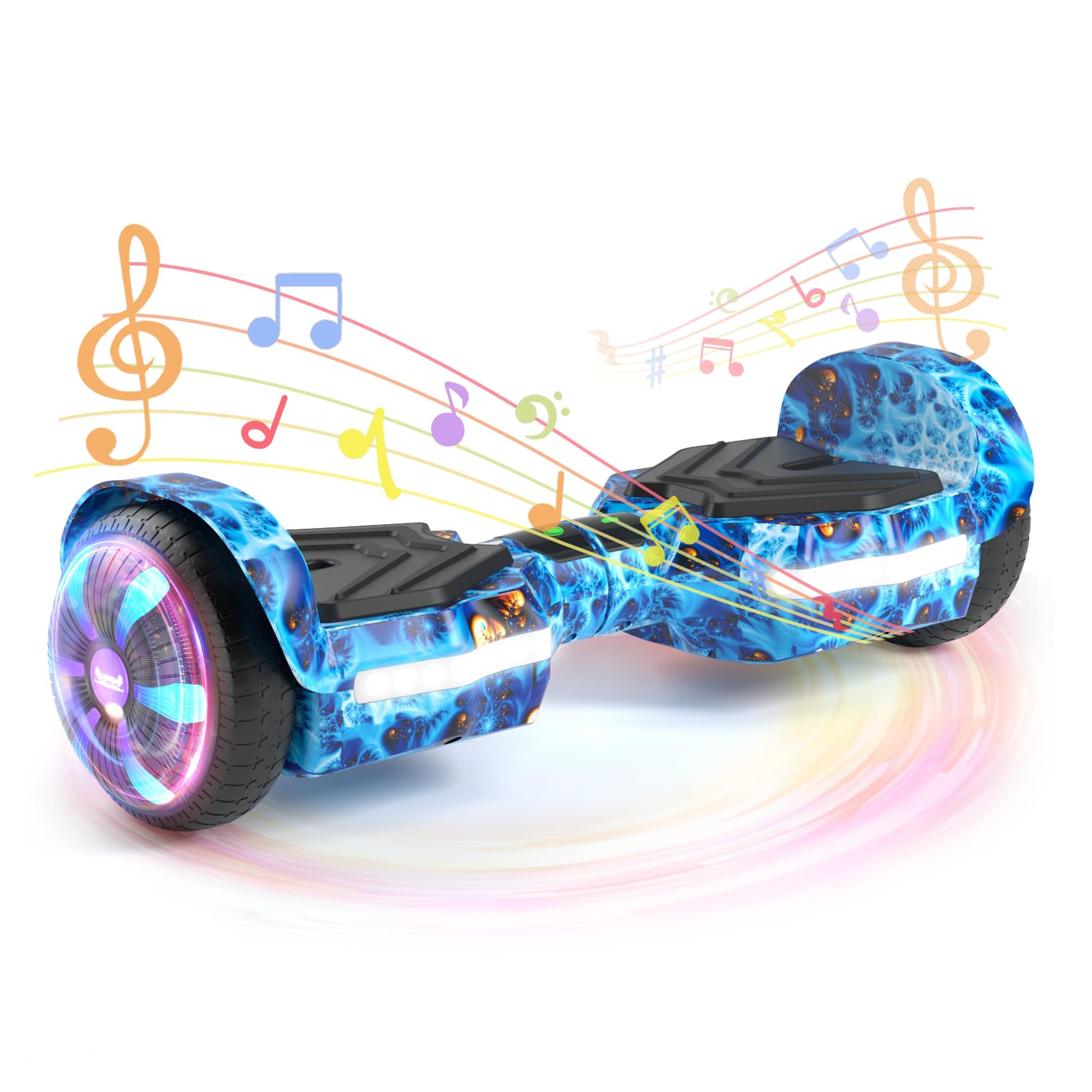 Electric Scooter with Bluetooth Speakers & LED Light-Up Wheels - 250W Dual Motor, 8.5 mph Speed, 8.5 Mile Range - APP Controlled for Adults & Kids - Perfect for Commuting, Campus Travel & Outdoor Fun