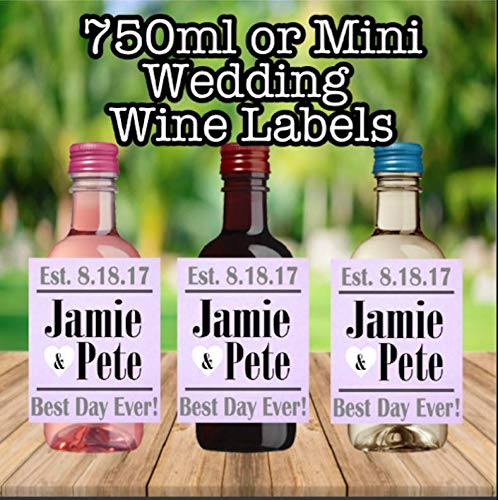 Custom Wedding Wine Labels - Personalized Bottle Stickers for Bridal Showers, Engagement Parties & Wedding Favors | DIY Custom Color & Message Wine Bottle Decals | Perfect for Wedding Gifts, Anniversary Celebrations & Romantic Couples