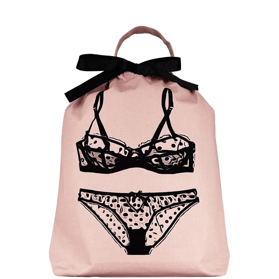 Polkadot Lingerie Travel Bag for Women - Pink & Blush Waterproof Underwear Organizer - Perfect for Vacation, Honeymoon & Business Trips