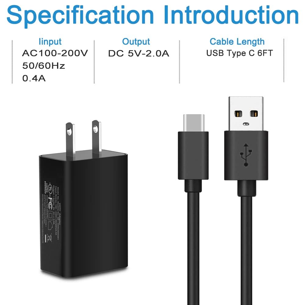 **JBL Charge 4/5, Flip 5, JR-POP Speaker & Endurance Peak Earphones Fast Charging AC Adapter - 6FT USB-C Wall Charger Power Supply Cable | Perfect for Home, Travel & Outdoor Use**