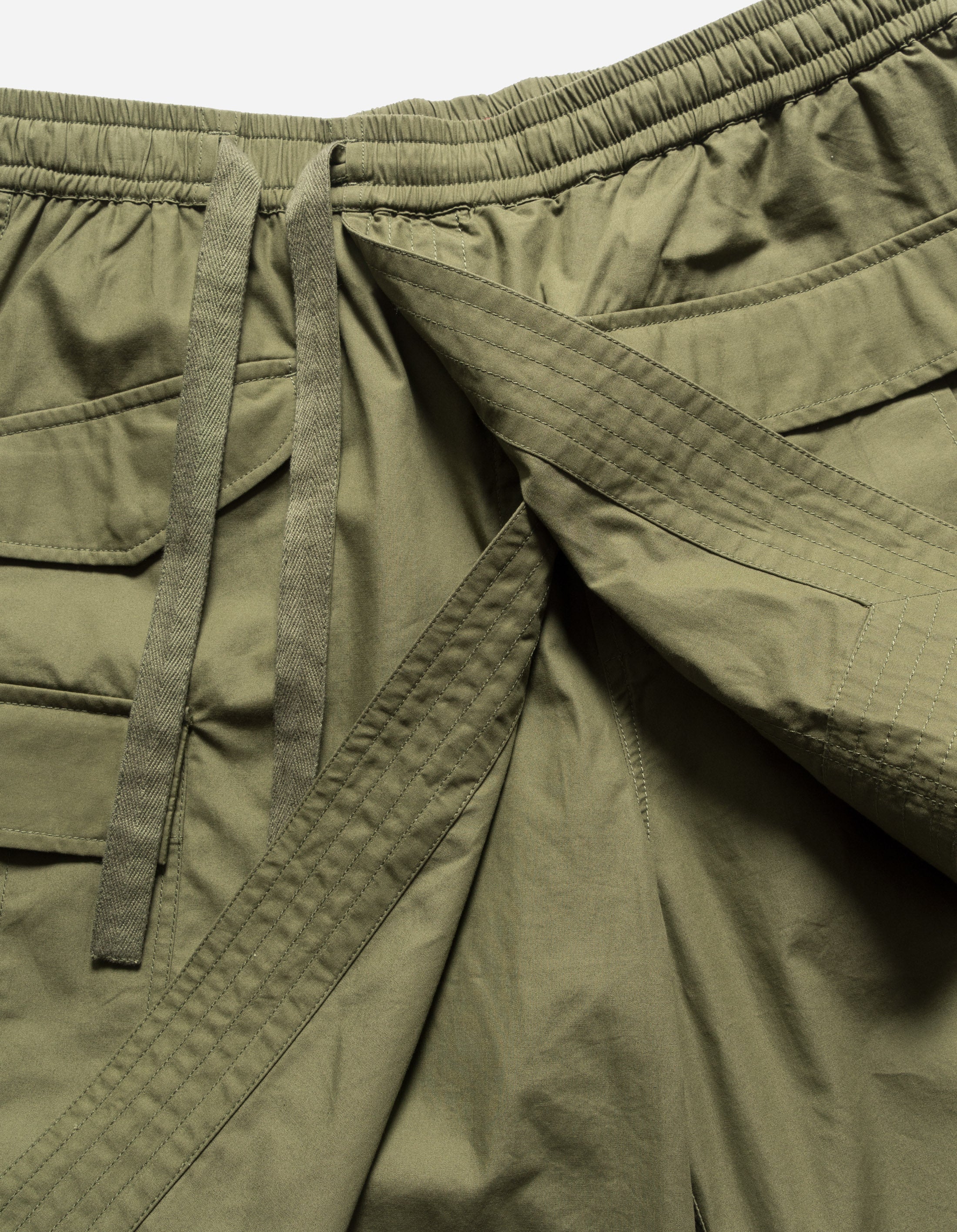 6056 Asym Hakama Shorts - Olive OG 107F - Trendy Streetwear & Casual Wear for Men & Women - Perfect for Yoga, Martial Arts & Summer Outfits