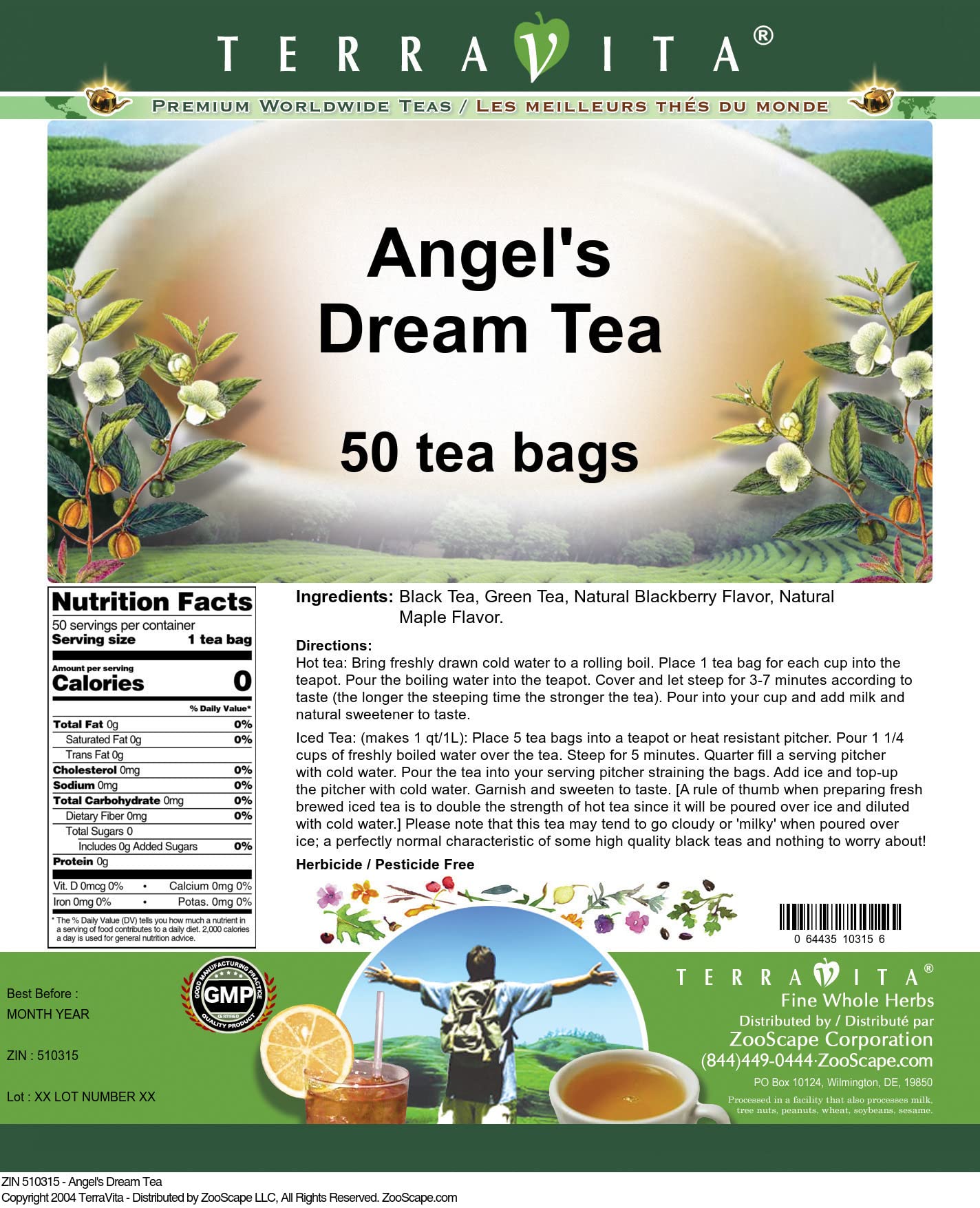 Angel's Dream Herbal Tea - 50 Tea Bags | Relaxing Chamomile & Lavender Blend | ZIN 510315 | Perfect for Stress Relief & Bedtime Relaxation