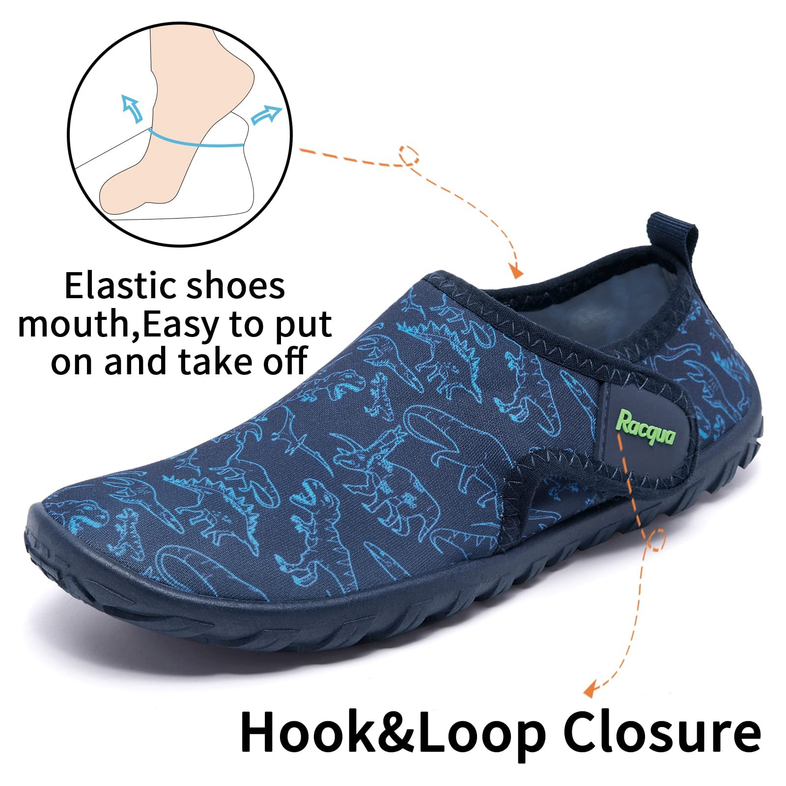 Racqua Kids Water Shoes for Boys and Girls - Barefoot Swim Shoes Quick Dry Lightweight Sport Aqua Shoes for Toddler & Youth - Perfect for Beach, Pool, Surfing & Water Sports