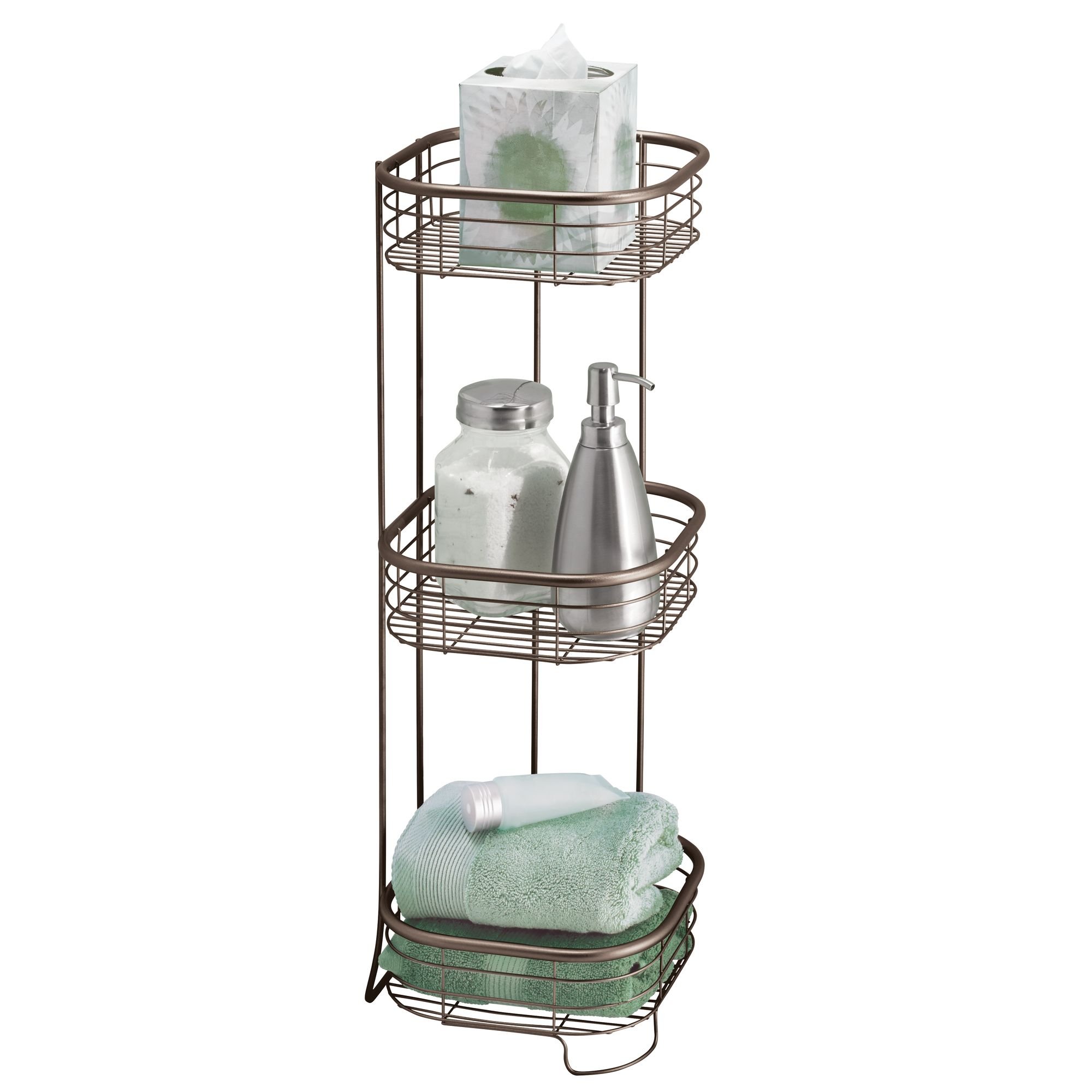 iDesign Forma Bronze Metal Wire Corner Shower Caddy & Soap Holder - 9.5