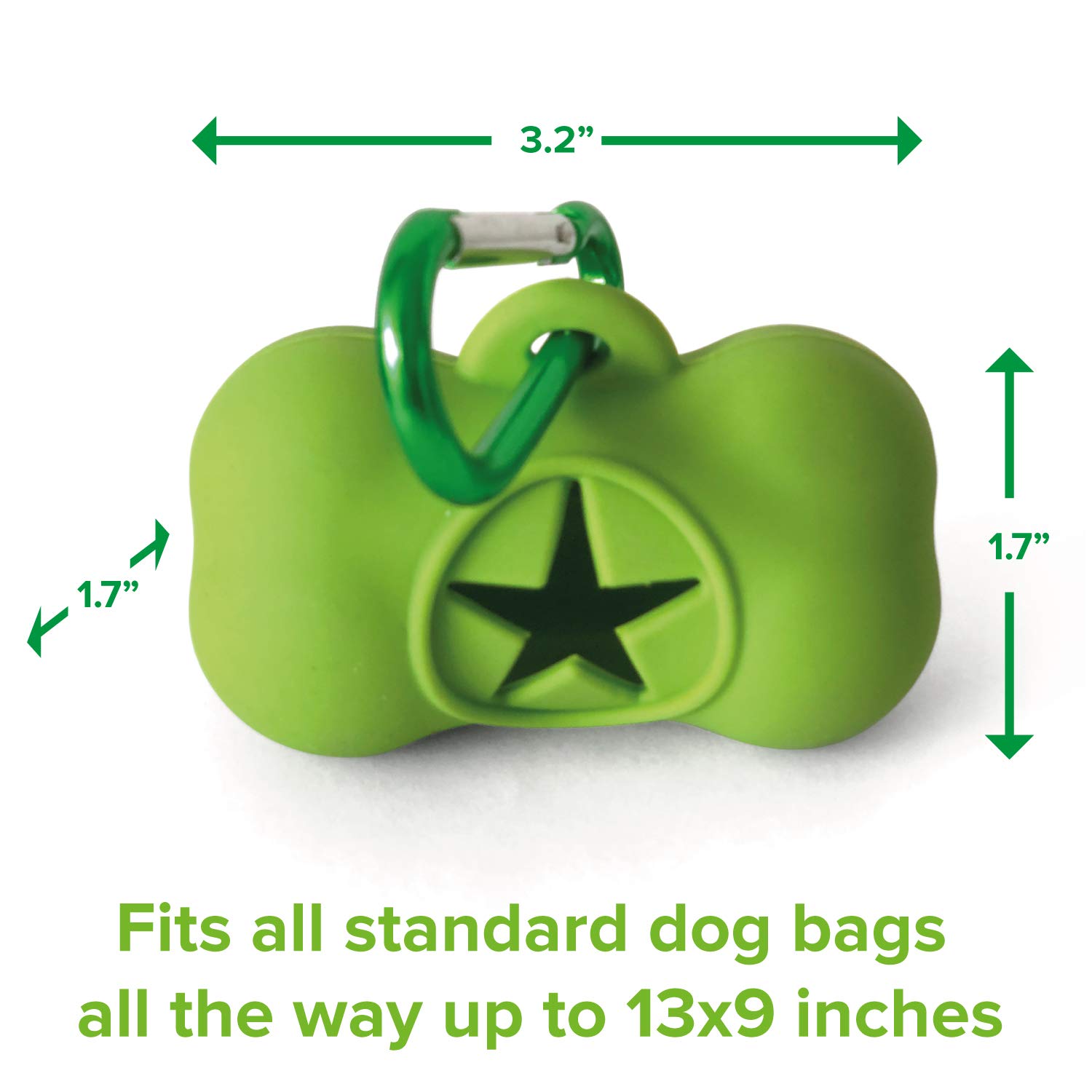 Eco-Friendly Silicone Dog Waste Bag Dispenser with Carabiner - Biodegradable Small Dog Poop Bag Holder for Leash Attachment - Green Dog Supplies for Walking, Hiking & Outdoor Adventures
