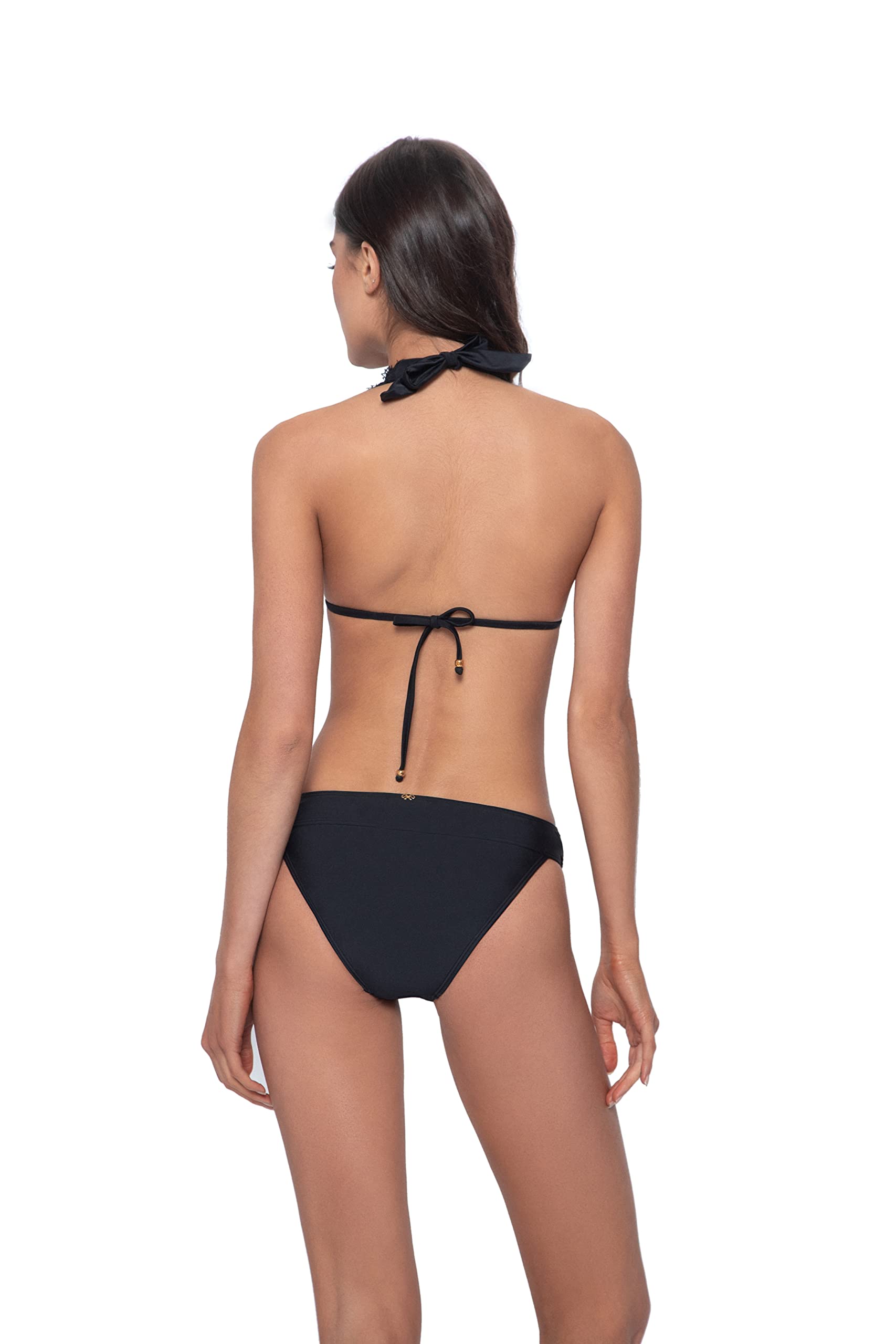 PQ Swim Women's Midnight Lace Halter Bikini Top - Adjustable Ties, Removable Padding | Sexy Swimwear for Beach, Pool & Vacation | Perfect for Summer, Tropical Getaways & Water Sports