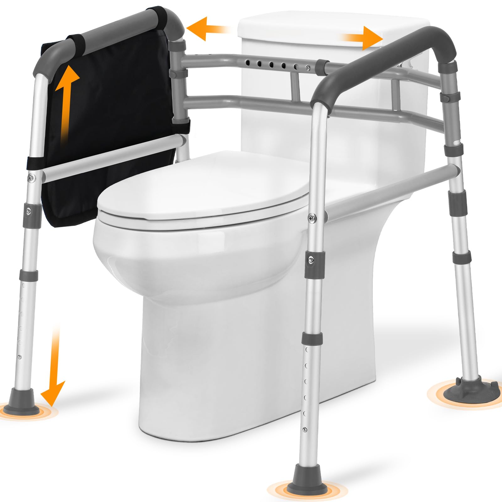 **Adjustable Toilet Safety Rails for Elderly & Disabled - Sturdy Handlebars with Reinforced Bars & Suction Cups - Universal Fit for Most Toilets - Ideal for Seniors, Bariatrics & Mobility Assistance**    *(Use Case: Provides secure support for safe sitting and standing, perfect for bathrooms, hospitals, and home care settings.)*