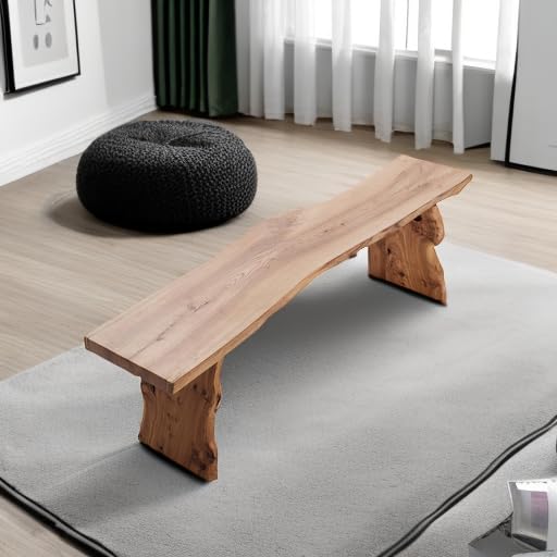 **Elm Wood Dining Bench - 63 Inch Long Accent Bench for Entryway, Living Room, Bedroom & Dining Room - Sturdy Footrest Stool for End of Bed or Seating**    *(Perfect for cozy seating, extra guest space, or as a stylish footrest in your home decor!)*