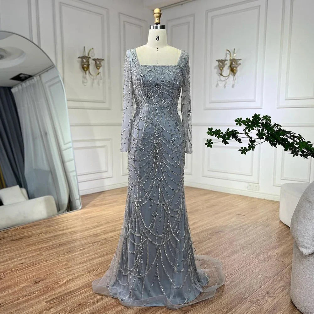 Serene Hill Dark Green Mermaid Dress with Crystal Beads | Elegant Arabic Evening Gown for Women | Perfect for Weddings, Parties & Special Occasions | 2025 LA72242 | Formal Wear for Red Carpet Events & Gala Dinners