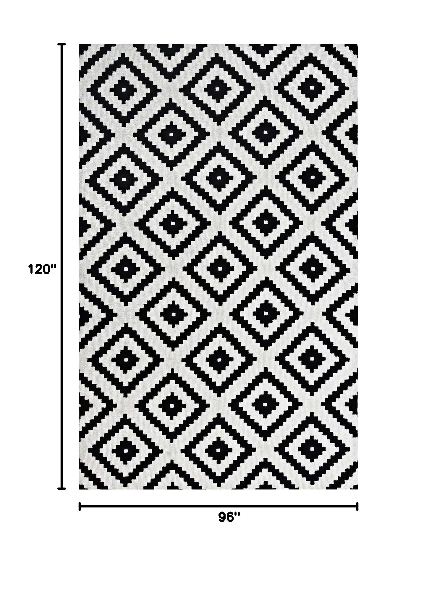 Modern Contemporary Urban Living Room Area Rug - Soft Fabric Carpet Runner in Multi White & Black - Perfect for Lounge, Bedroom, and Hallway Decor