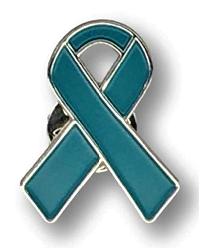 1 Teal Awareness Enamel Ribbon Pin with Metal Clasp - Support for Anxiety, Sexual Abuse, MRSA, Ovarian Cancer, PTSD & Violence Causes | Wear on Jackets, Bags & Hats to Show Solidarity