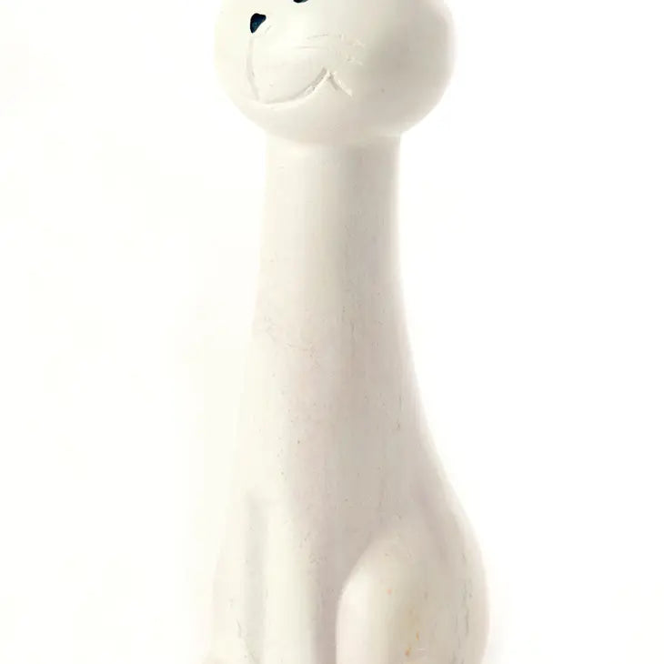 Natural Soapstone Smiling Cat Statue - Hand Carved Feng Shui Lucky Charm for Home & Office Decor - Perfect Gift for Cat Lovers & Meditation Spaces