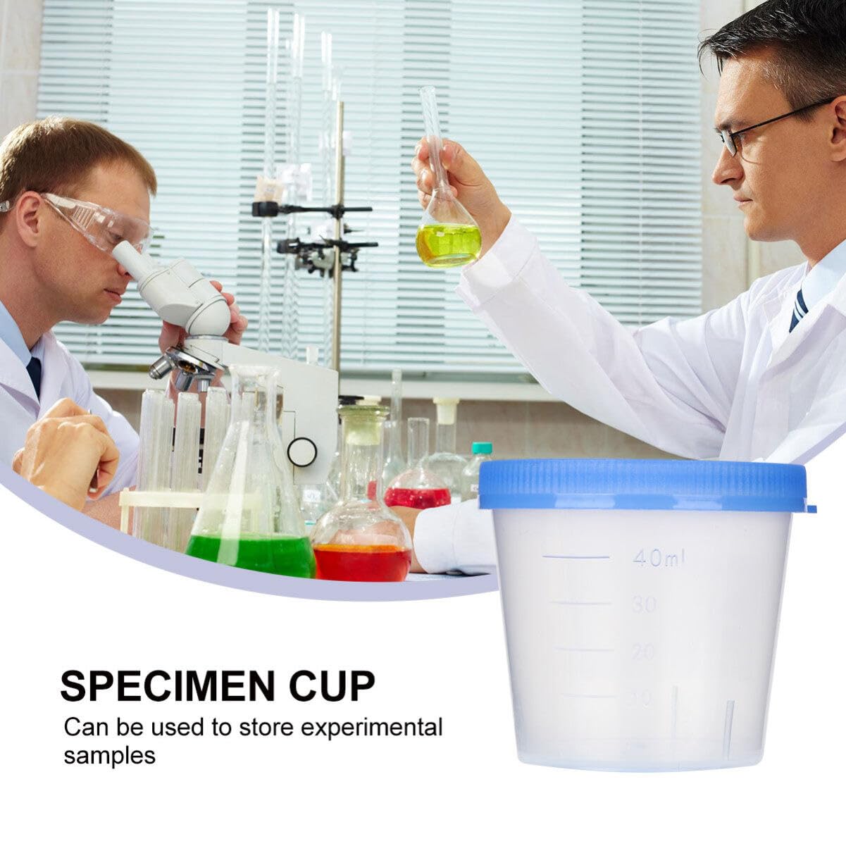 50pcs 40ml Sterile Plastic Urine Specimen Collection Cups with Lids - Medical Urine Testing Containers for Home, Clinic & Lab Use (Random Colors)