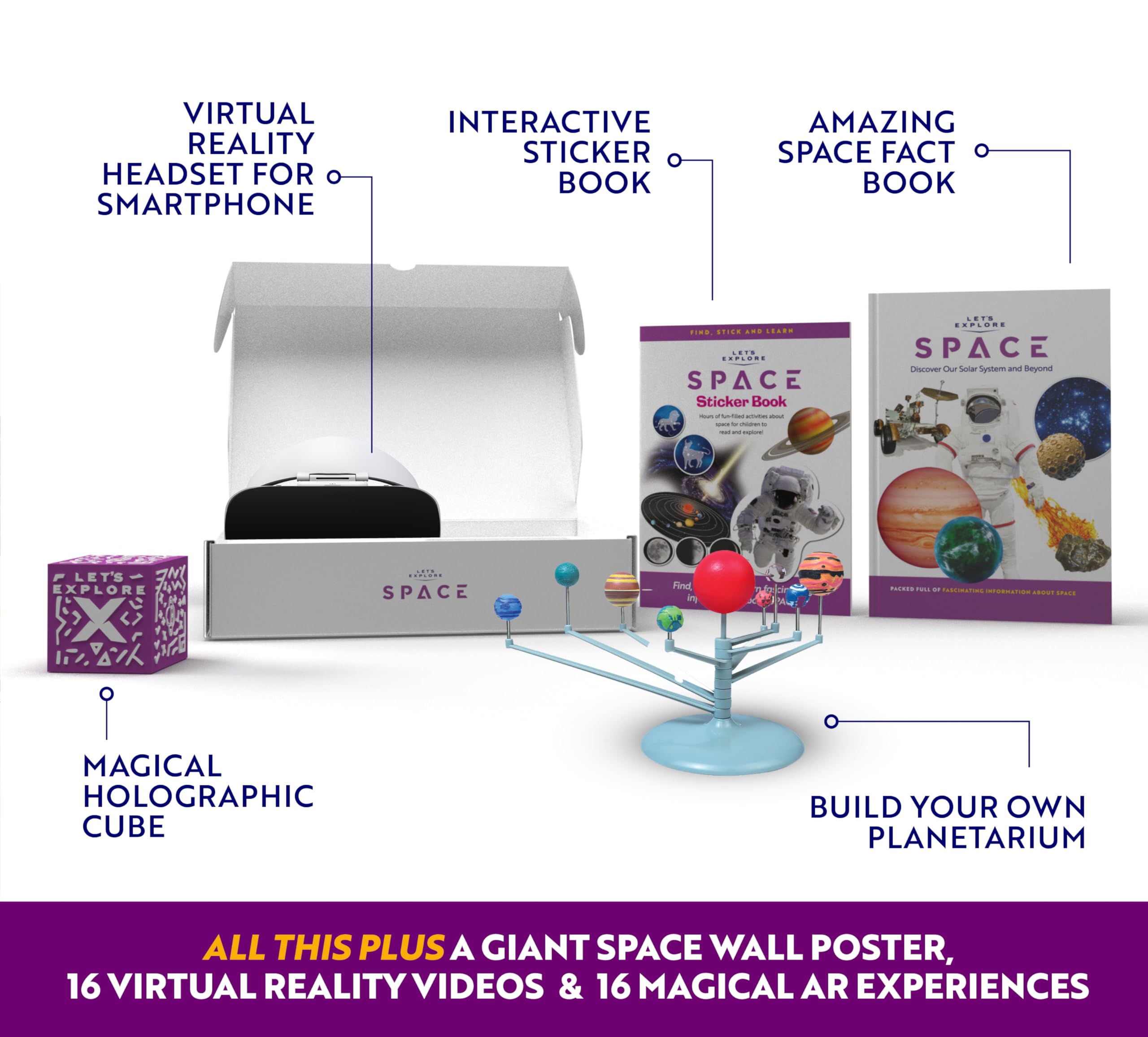 Kids VR Headset - STEM Educational Toy & Virtual Reality Adventure for Family Fun | Explore Solar System with Phone-Compatible VR Goggles | Perfect for Learning, Gaming & Interactive Playtime
