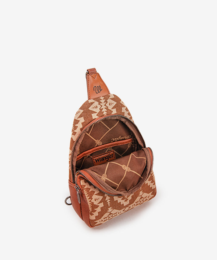 Wrangler Aztec Print Sling Bag - Stylish Crossbody Bag for Men & Women - Perfect for Travel, Hiking, and Everyday Use