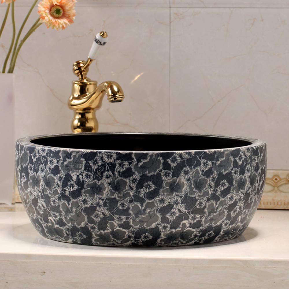 Temkin Countertop Ceramic Bathroom Sink - Modern Above Counter Wash Basin for Vanity, Powder Room & Guest Bath | Durable Ceramic Vessel Sink for Contemporary Home Decor